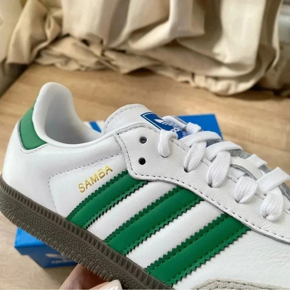 New Adidas Samba OG Sneaker Shoes White Green Gum Womens 7 - Picture 4 of 9